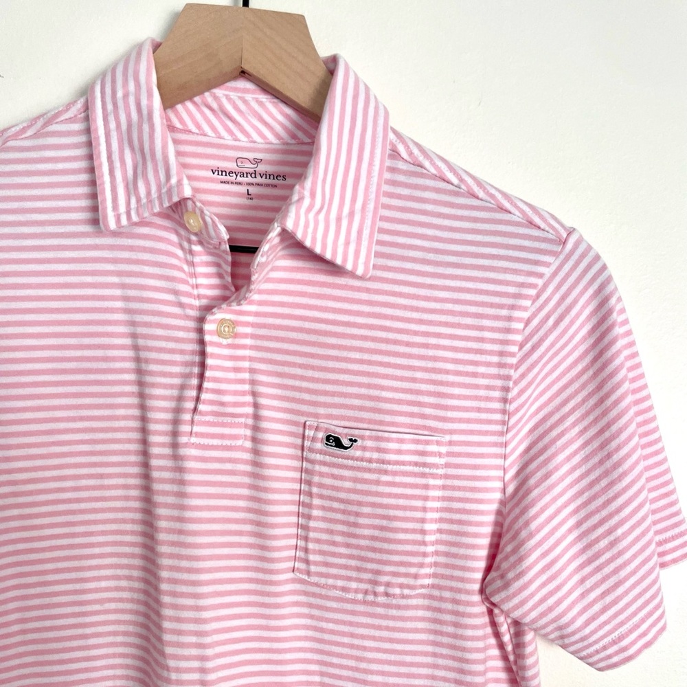 Vineyard Vines Boys’ Bradley Stripe Sankaty Performance Polo - size large - nwot